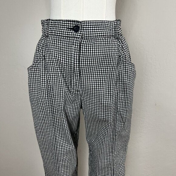 Urban Outfitters Silence Noise Gingham Black Plaid Tapered Trousers Pants Size 4 - Picture 2 of 13
